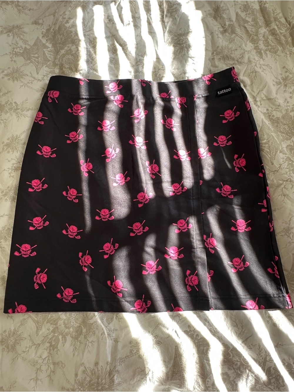 Tattoo Black Mini Skirt with Pink Skull print